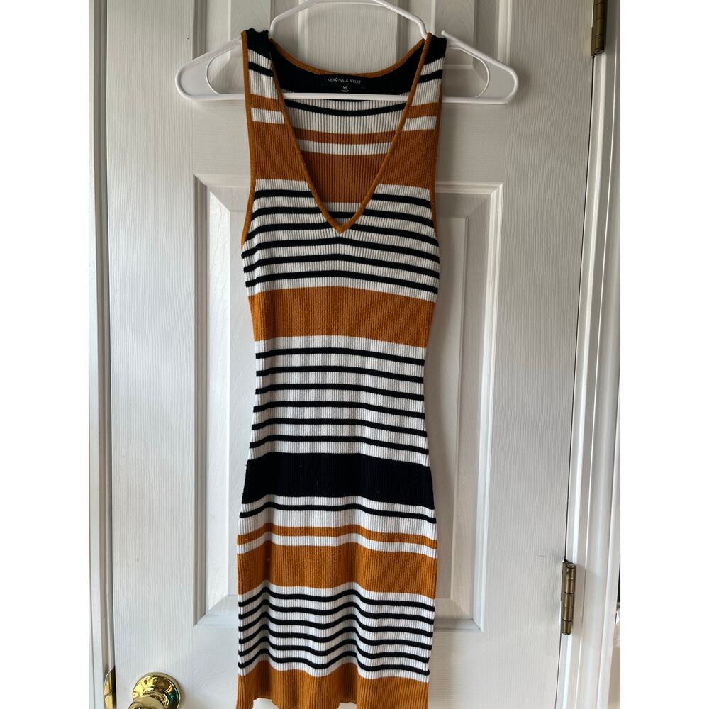 Kendall & Kylie Orange and Black Sleeveless Sheath Dress